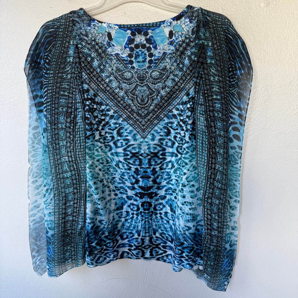 Chico's blue leopard print shawl blouse size XL - Picture 6 of 10